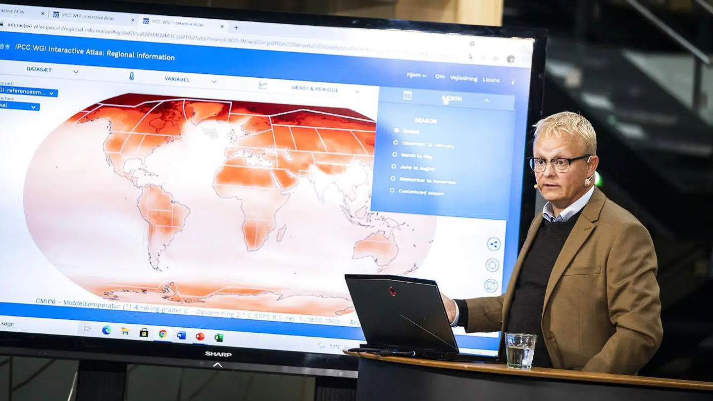 SDU-professor Sebastian Mernild ledte an på pressemøde, da FN's sjette klimarapport blev udgivet i 2021. (Foto: Ida Marie Odgaard/Ritzau Scanpix)