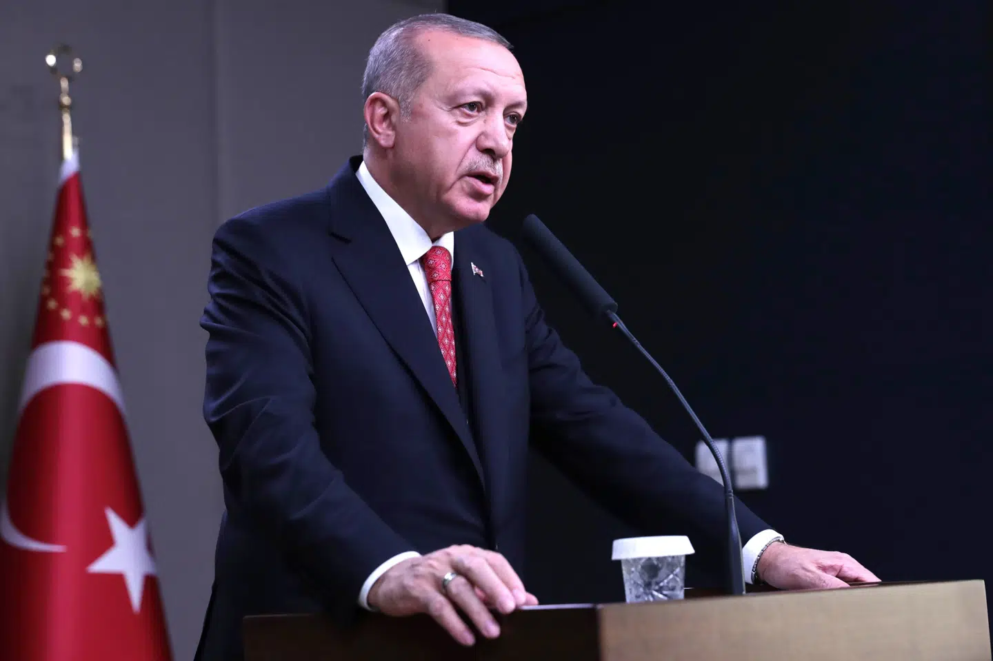 Tyrkiets præsident, Recep Tayyip Erdogan, bekræfter for første gang eksistensen af lydoptagelser fra mordet på journalisten Jamal Khashoggi på det saudiarabiske konsulat i Istanbul. (Arkivfoto) Murat Cetin Muhurdar, Ho/Ritzau Scanpix