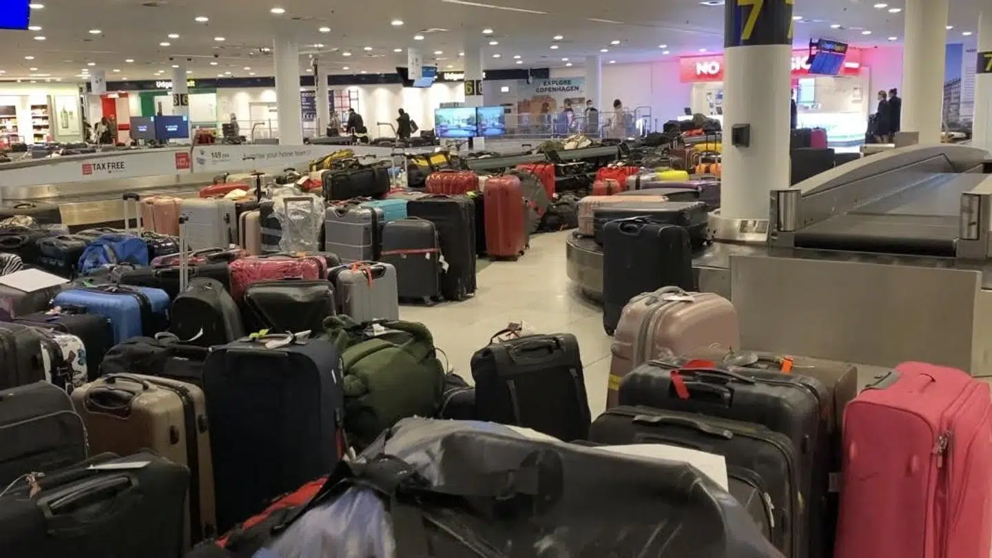 Der var bagage så langt øjet rækker, når man ankom til Københavns Lufthavn tirsdag. Foto: Presse-fotos.dk