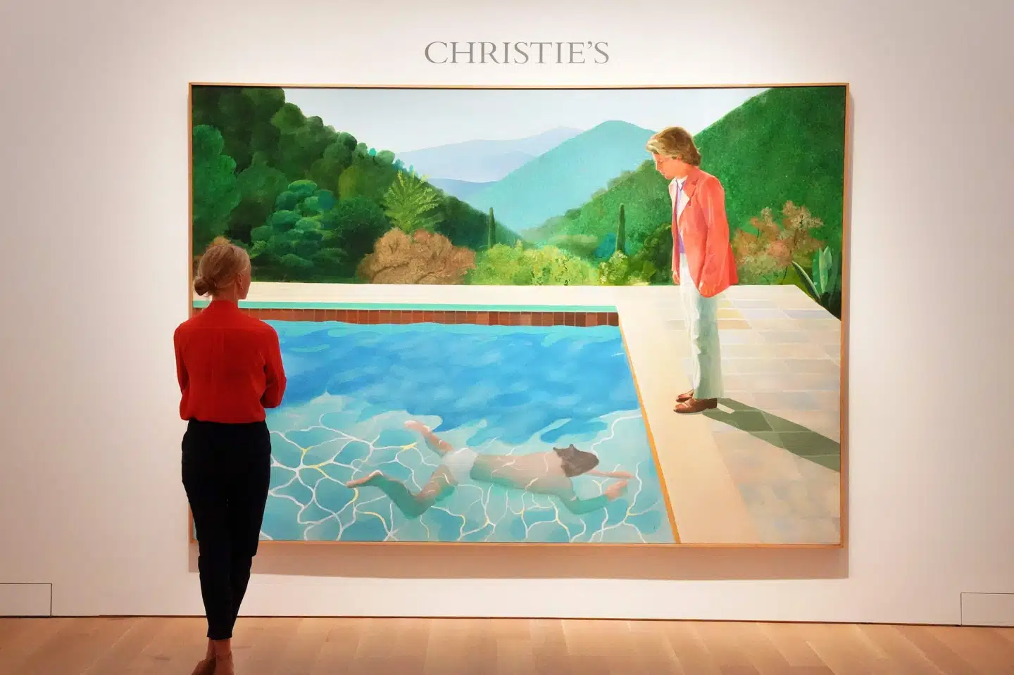 Maleriet Portrait of an Artist (Pool with Two Figures) blev torsdag solgt for 90,3 millioner dollar. Det var vurderet til cirka 80 millioner dollar. I 1972 blev det solgt for 18.000 dollar. Timothy A. Clary/Ritzau Scanpix