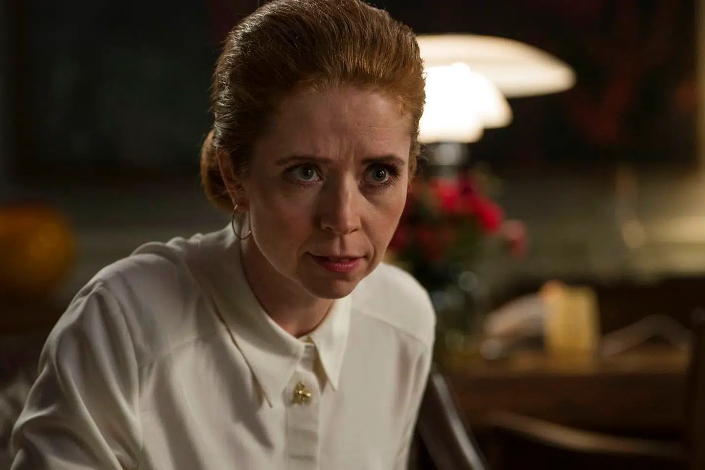 Fra tv-serien »Borgen«, statsminister Signe Kragh i skikkelse af skuespilleren Johanne Louise Schmidt.