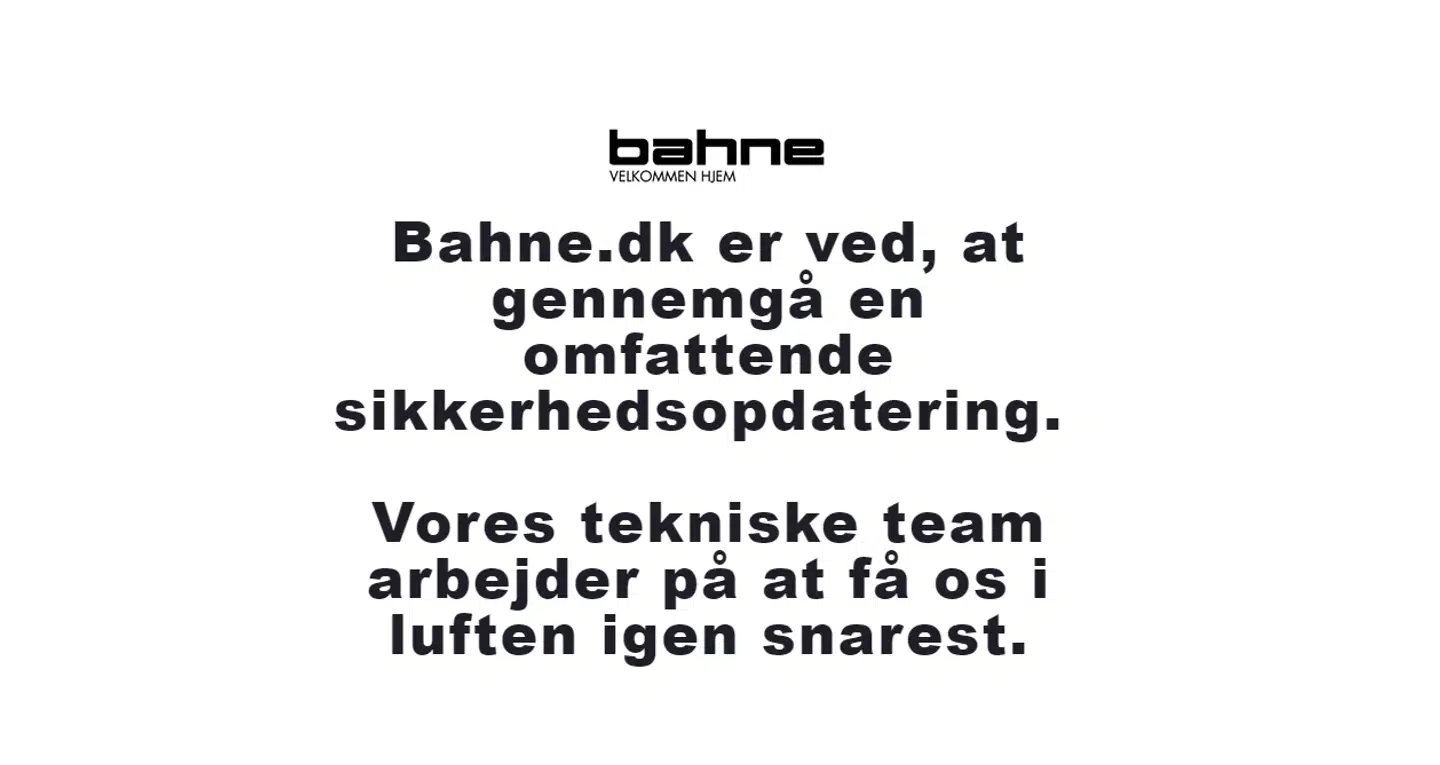 Sådan ser Bahnes hjemmeside ud i øjeblikket.