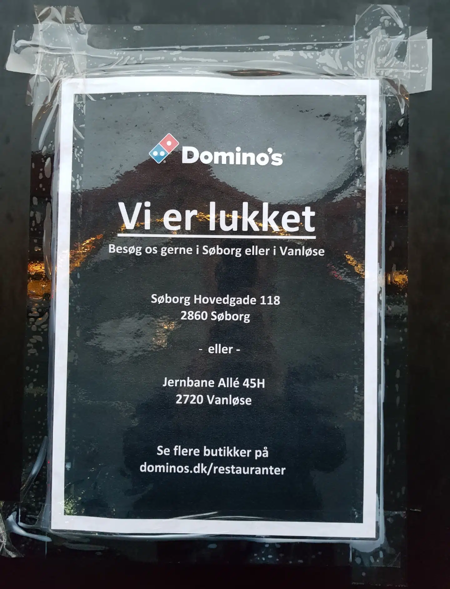 Kunderne i Herlev blev informeret om lukningen med denne seddel.