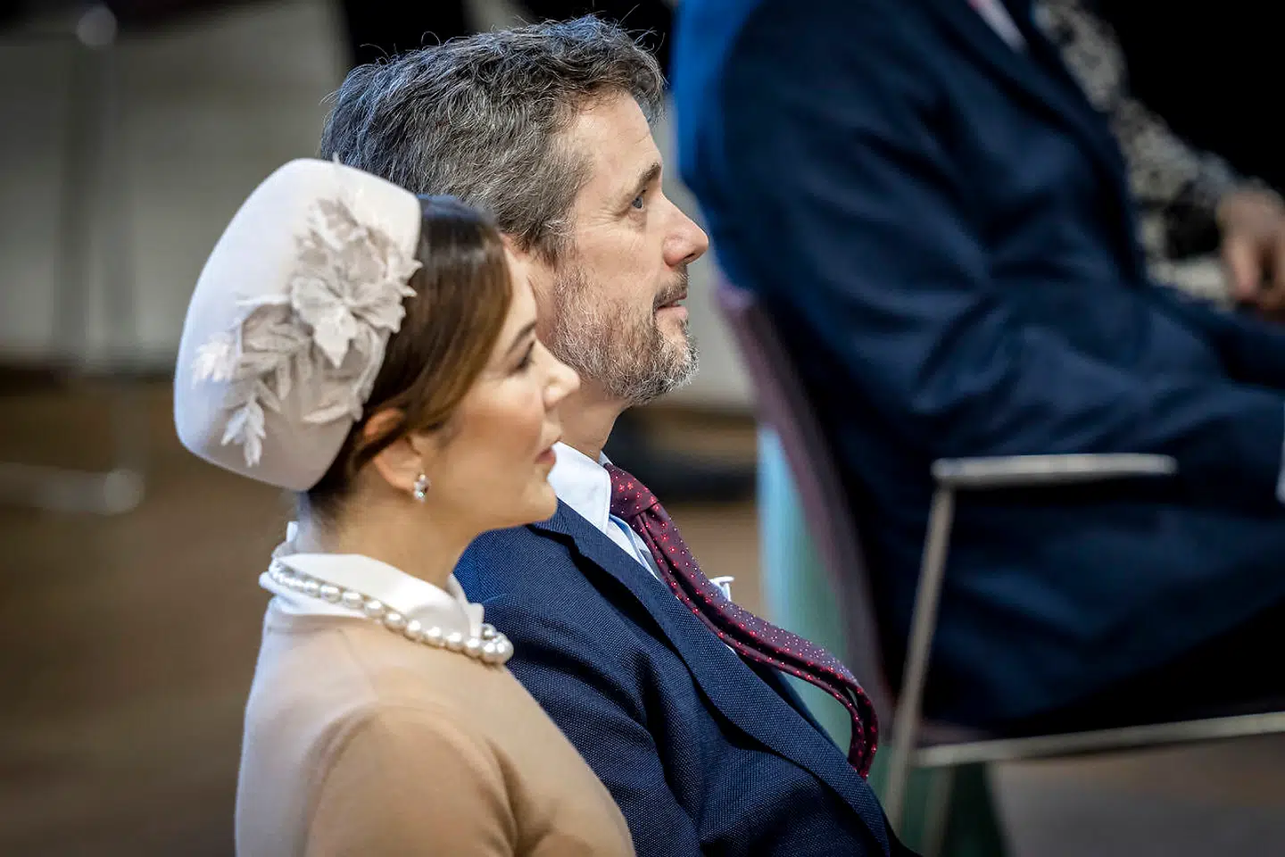 Kronprins Frederik og Kronprinsesse Mary under Folketingets markering af Dronningens 50-års Regentjubilæum på Christiansborg, fredag den 14. januar 2022.. (Foto: Mads Claus Rasmussen/Ritzau Scanpix)