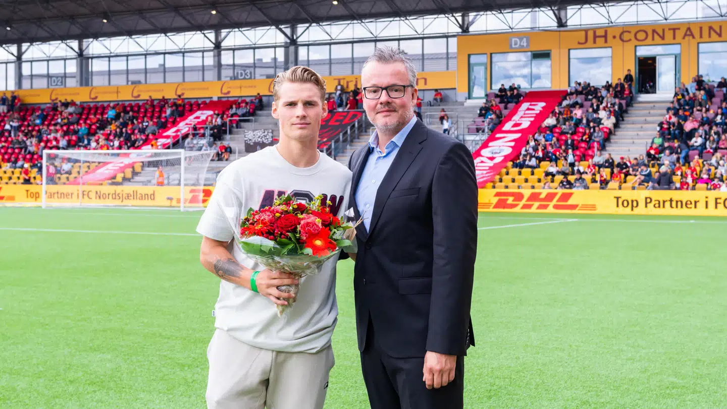 FCN-direktør Søren Kristensen sammen med tidligere FCN-spiller Nicolai Baden Frederiksen.