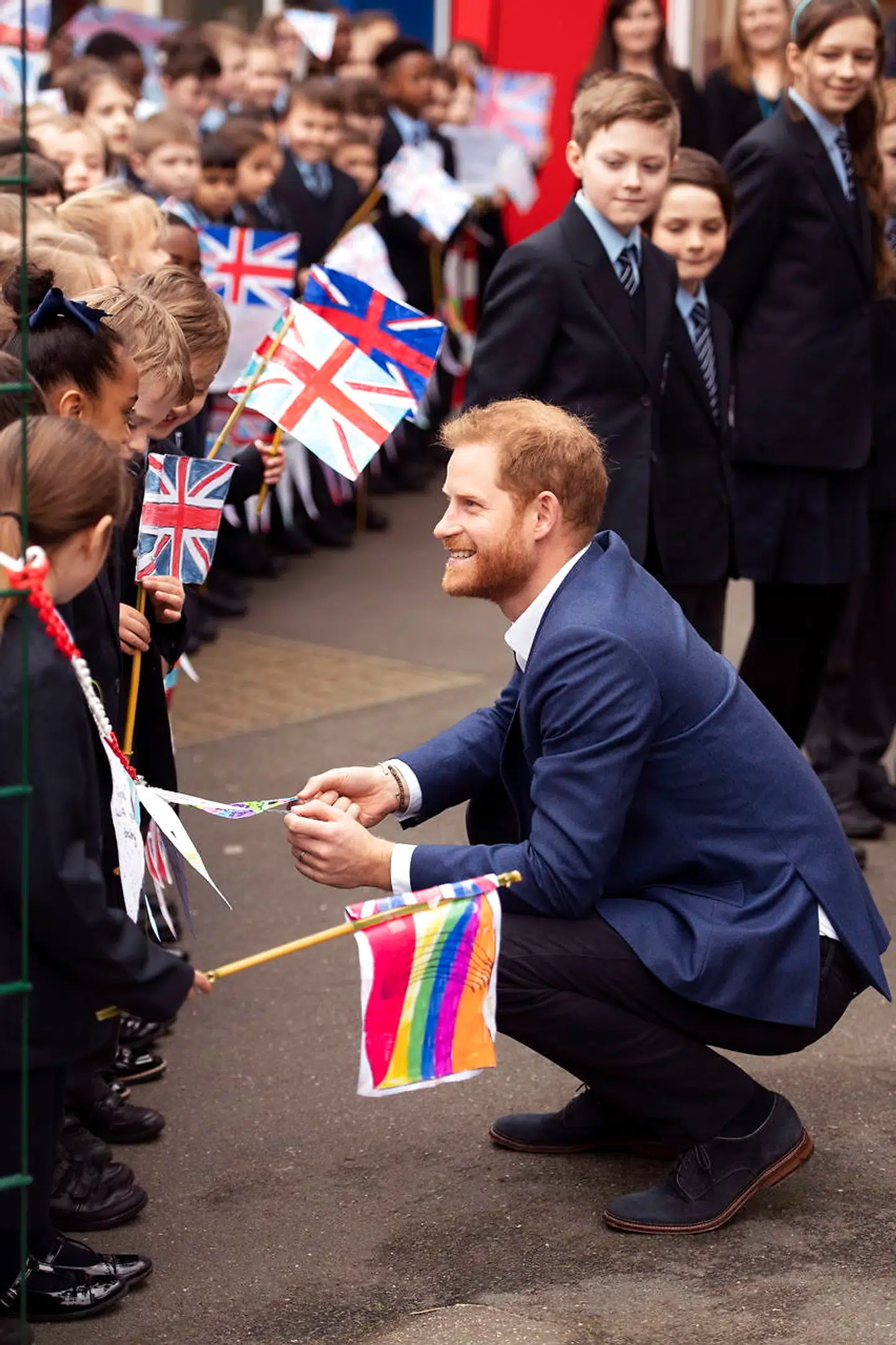 Prins Harry, Duke besøger børnene på Vincent's Catholic Primary School i det centrale London EPA/WILL OLIVER