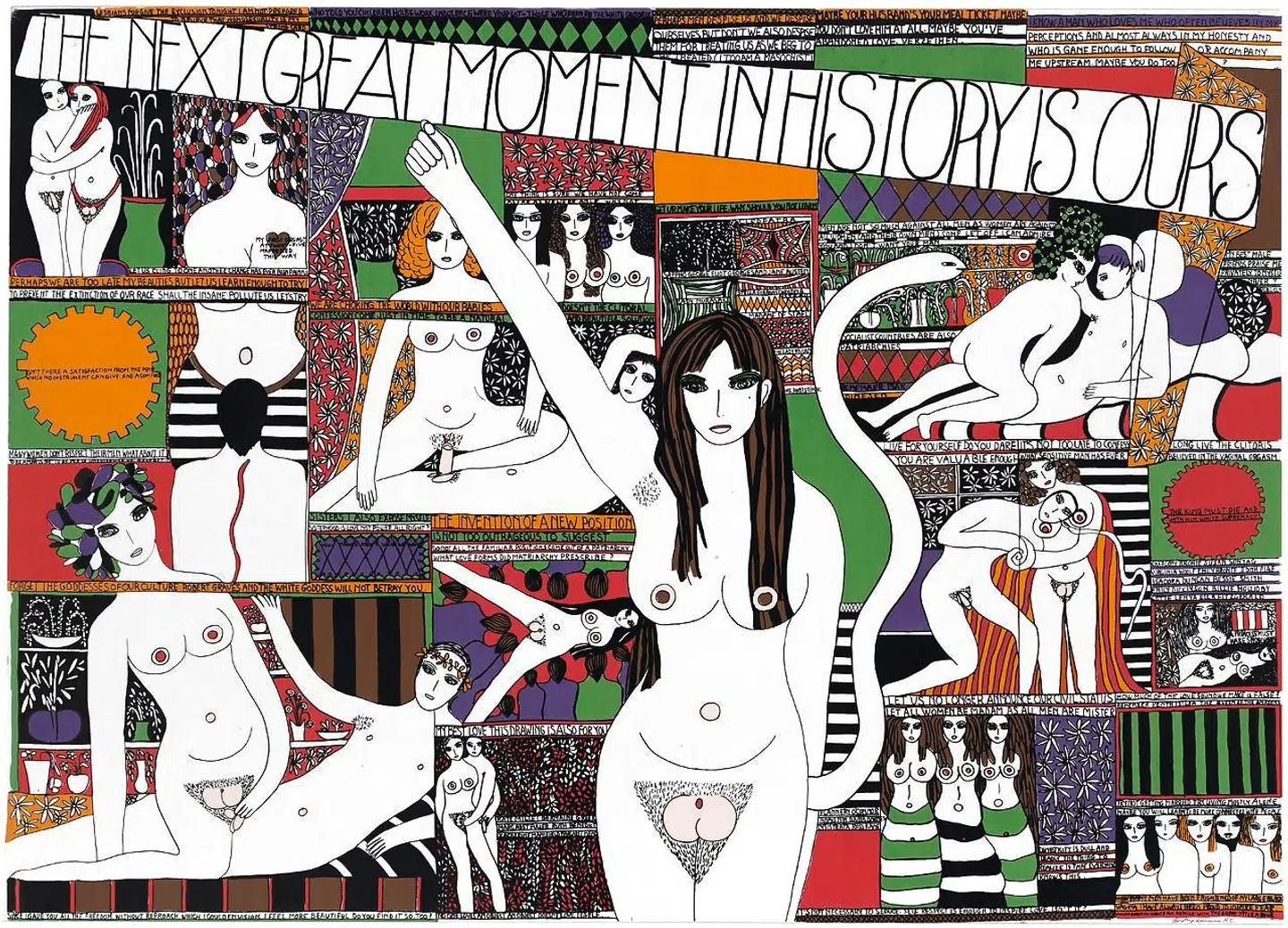 »The Next Great Moment in History is Ours«, 1970. I værket går det ret vildt for sig, men stillingerne er såmænd bare hentet fra nogle friser i Pompei.