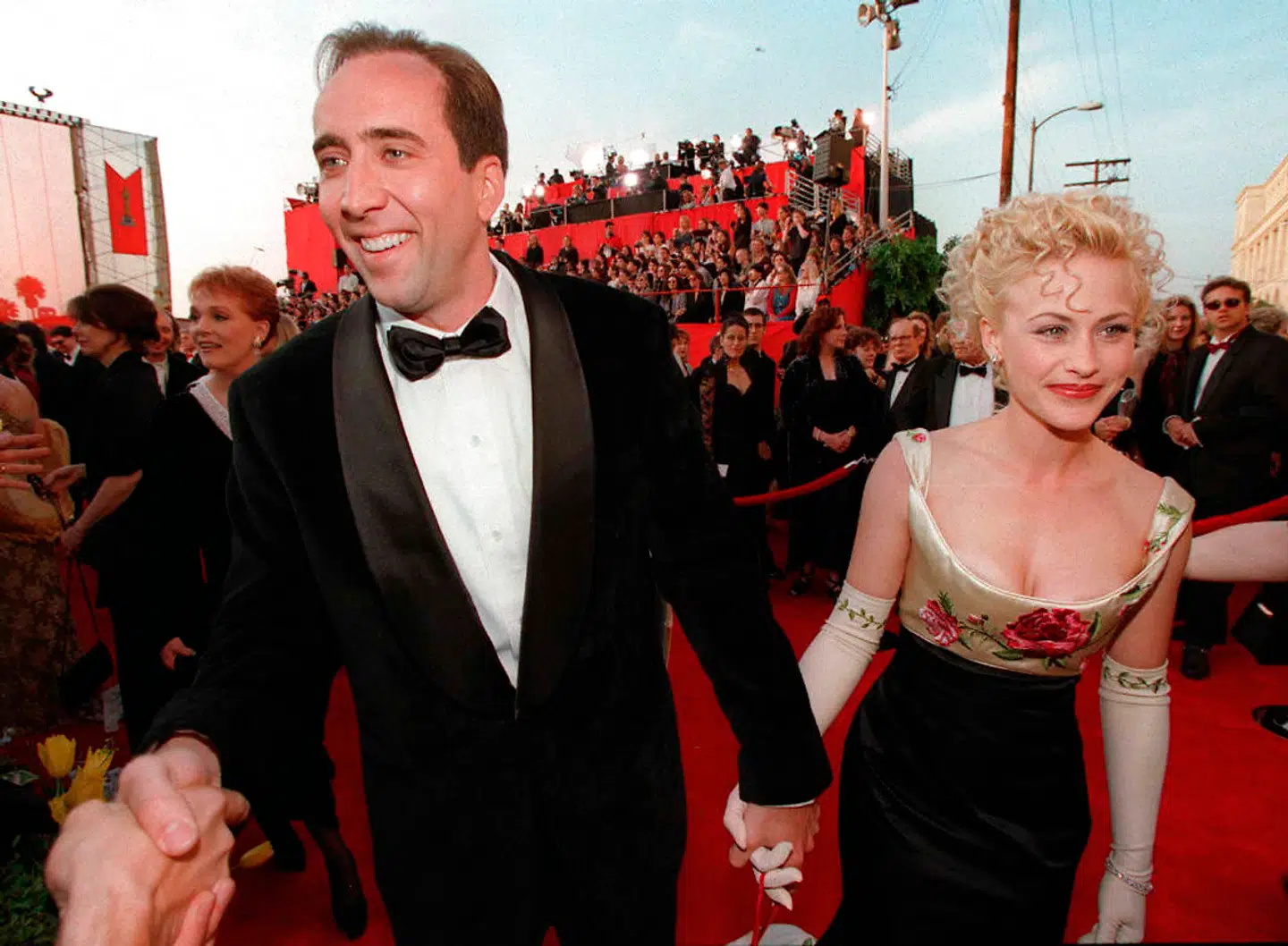 Nicolas Cage med sin første kone, Patricia Arquette. (Arkivfoto)