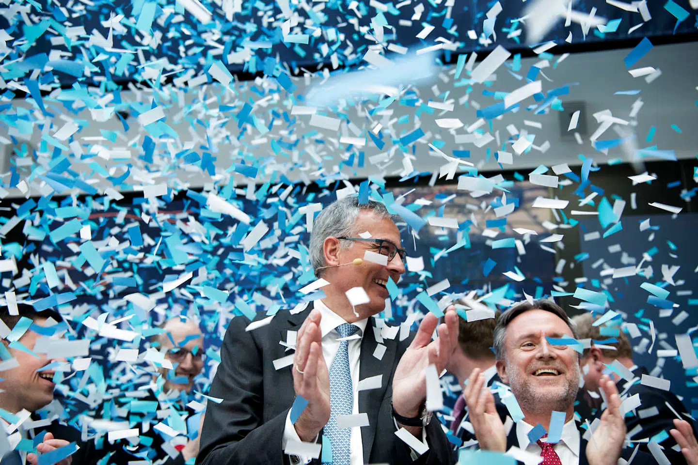 Chairman i Maersk Drilling, Claus V. Hemmingsen. Maersk Drillings separate børsnotering markeres i hovedkvarteret i Lyngby, hvor der som traditionen byder ringes med klokken for første handelsdag, torsdag den 4. april 2019. (Foto: Claus Bech/Scanpix 2019)