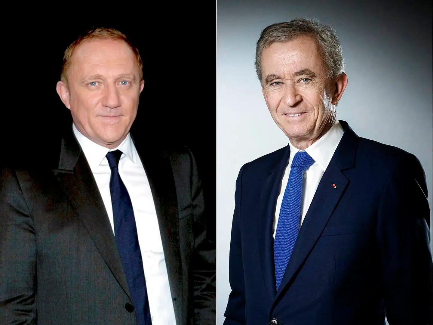 Francois-Henri Pinault (tv.) og Bernard Arnault står spidsen for to af Frankrigs største og indbyrdes rivaliserende forretningsimperier. Nu konkurrerer de også om, hvem der giver det højeste millionbeløb til genopbygningen af Notre-Dame