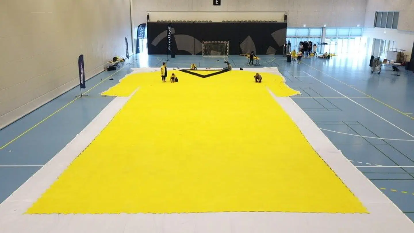 Trøjen er cirka 300 kvm, og skal hænges op ved startområdet i Vejle.