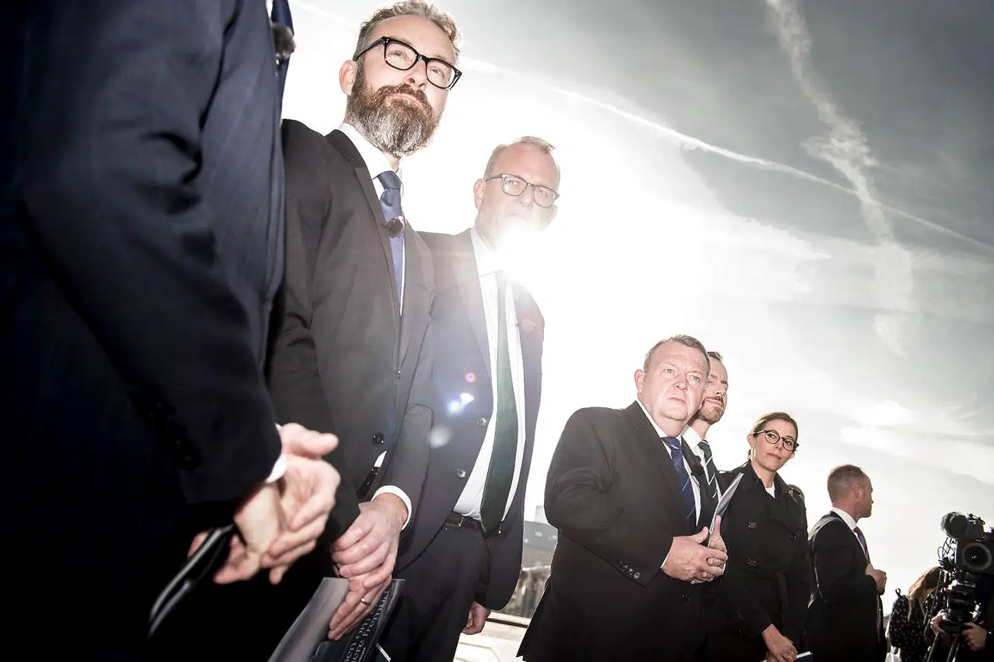 Statsminister Lars Løkke Rasmussen, energi-, forsynings- og klimaminister Lars Chr. Lilleholt, transport-, bygnings- og boligminister Ole Birk Olesen, miljø-, og fødevareminister Jakob Ellemann-Jensen, skatteminister Karsten Lauritzen og børne- og socialminister Mai Mercado præsenterer regeringens klimaudspil på et pressemøde ved BLOX i København, tirsdag den 9. oktober 2018.