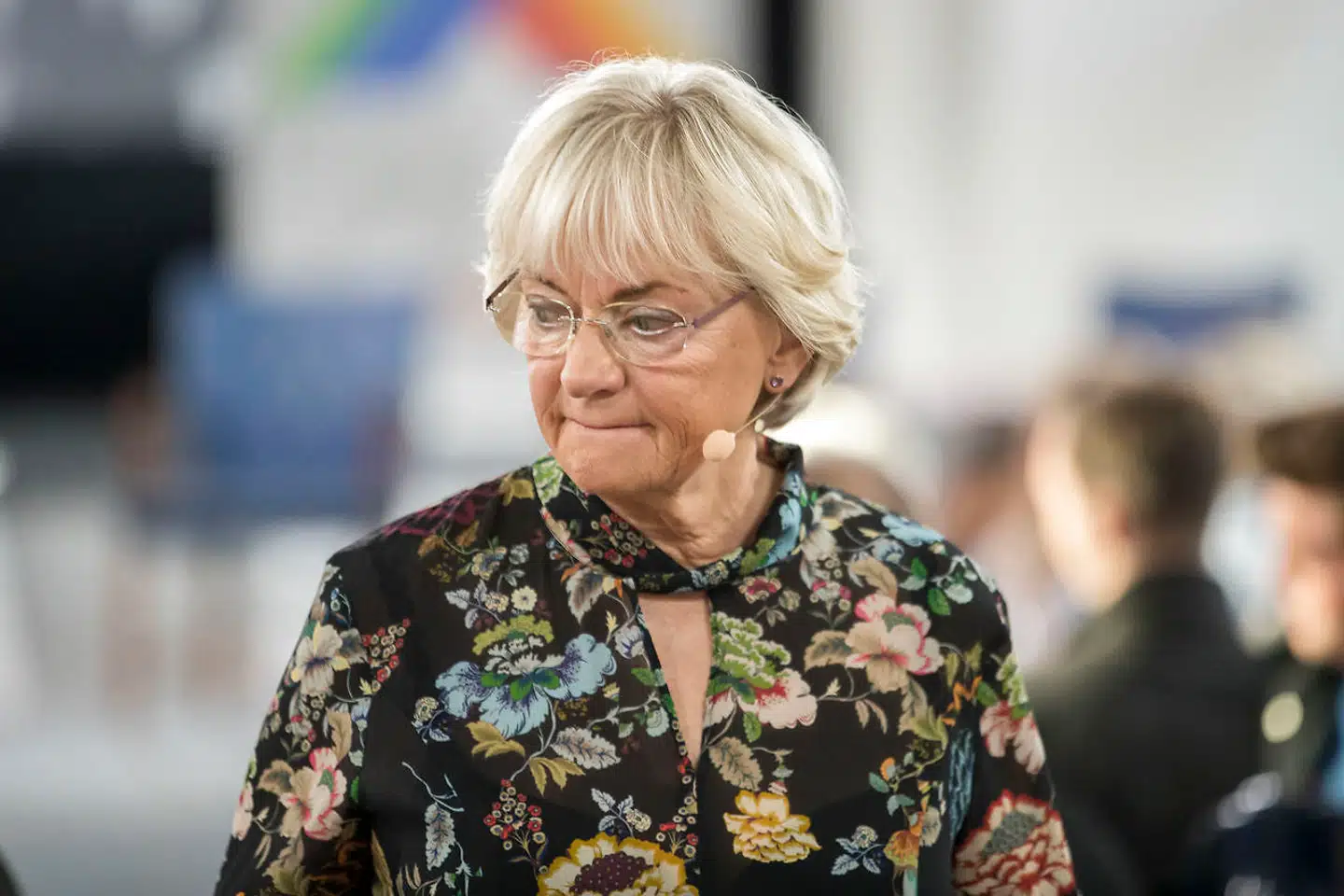 Pia Kjærsgaard, Dansk Folkeparti, ved et debatprogram i Højlunds Forsamlingshus i Aabenraa.