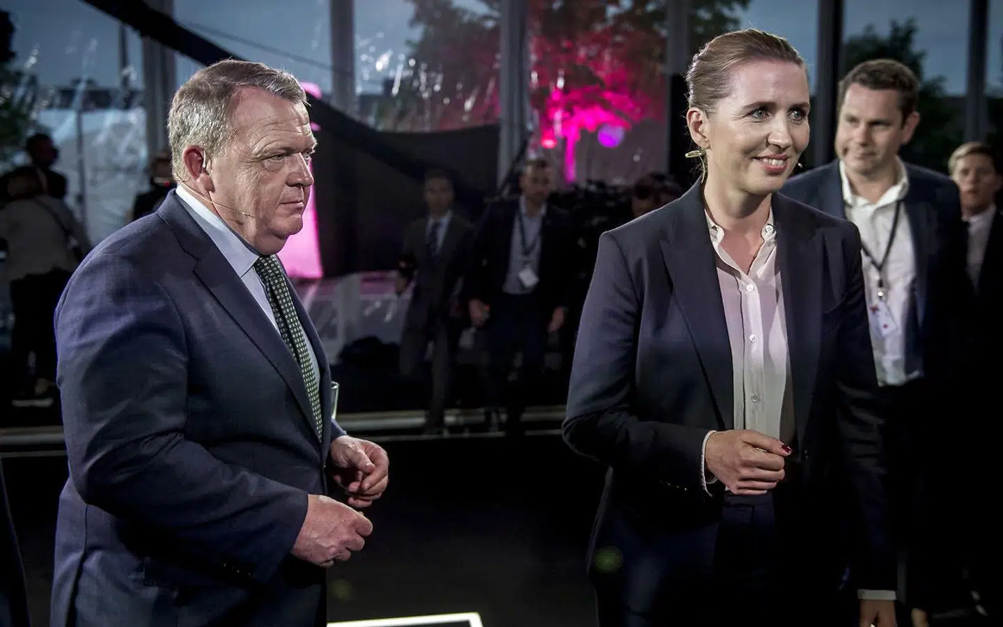 S-formand Mette Frederiksen og statsminister Lars Løkke Rasmussen (V) var søndag aften i direkte duel under valgfolkemøde hos TV2 på Kvægtorvet i Odense.