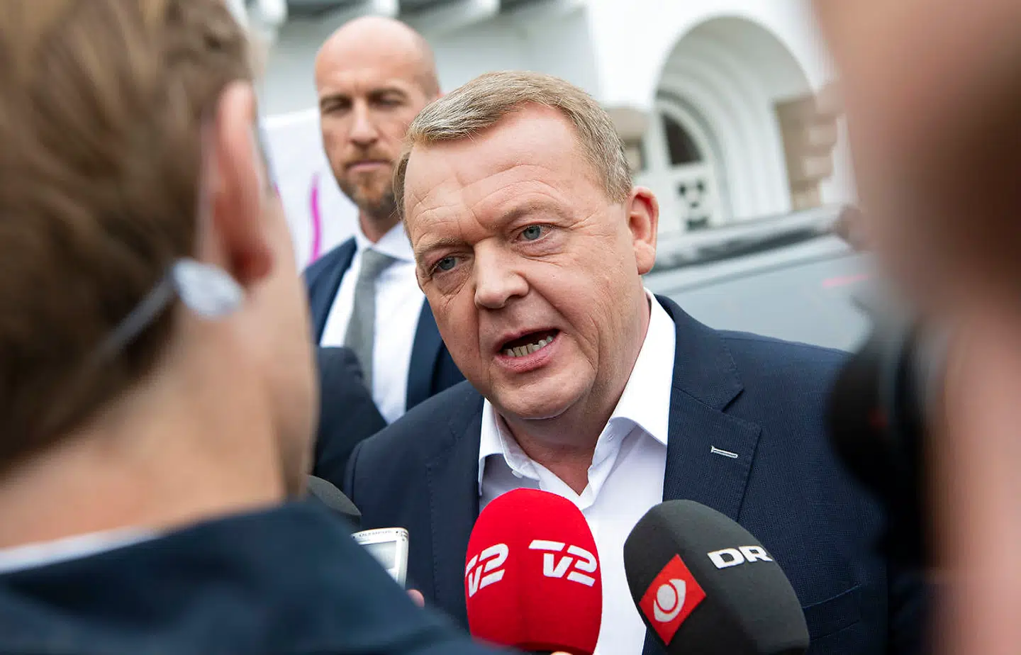 Statsminister Lars Løkke Rasmussen fra Venstre og Socialdemokratiets formand, Mette Frederiksen mødes i valgduel i Folkehjem i Aabenraa, onsdag den 22. maj 2019.