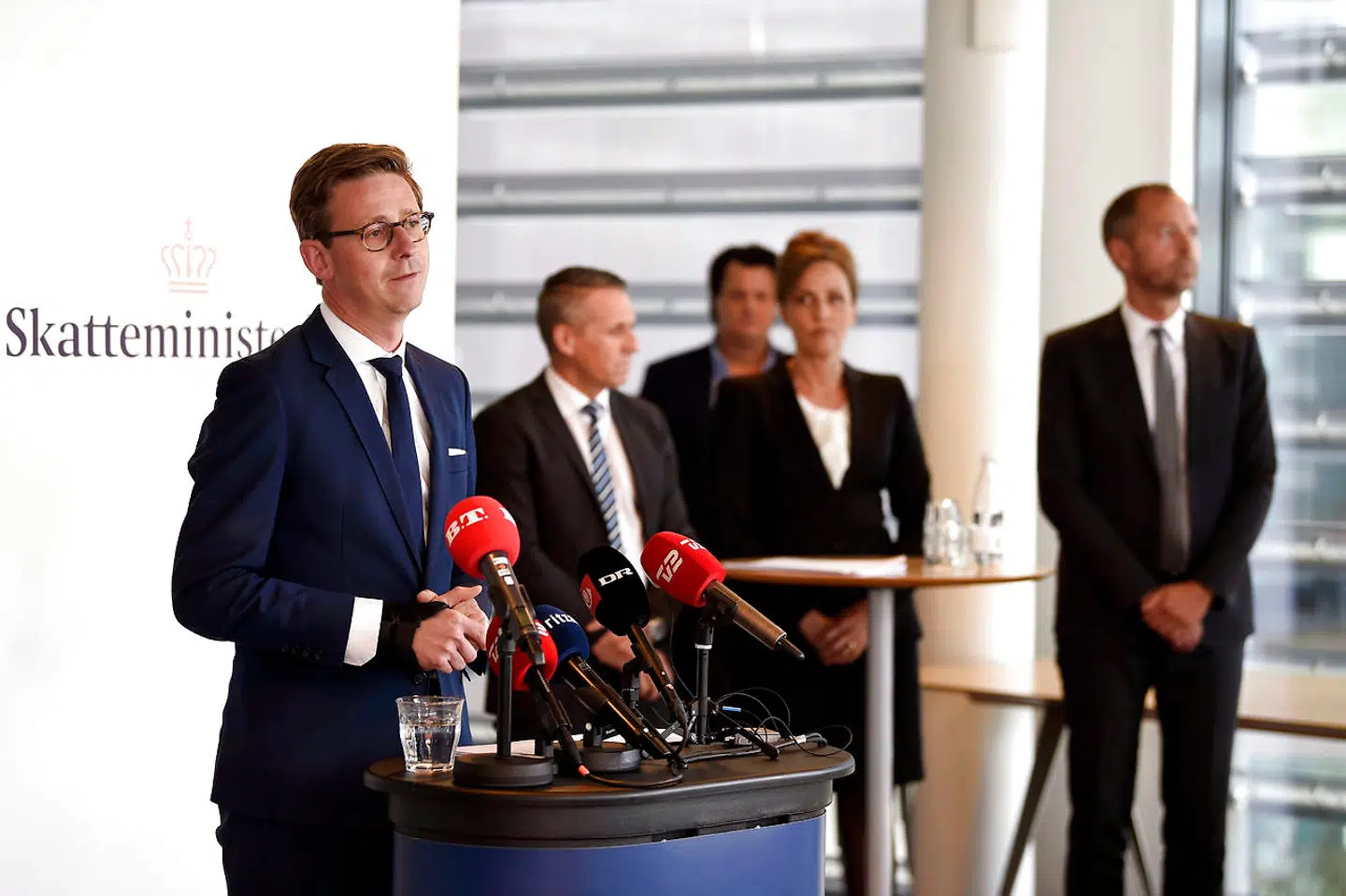 Skatteminister Karsten Lauritzen afholder pressemøde om udbyttesagen i Skatteministeriet i København, onsdag den 29. maj 2019.