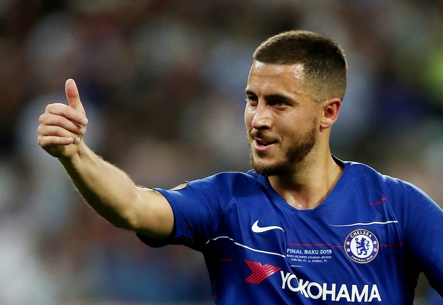 Soccer Football - Europa League Final - Chelsea v Arsenal - Baku Olympic Stadium, Baku, Azerbaijan - May 29, 2019 Chelsea's Eden Hazard gestures REUTERS/Lee Smith