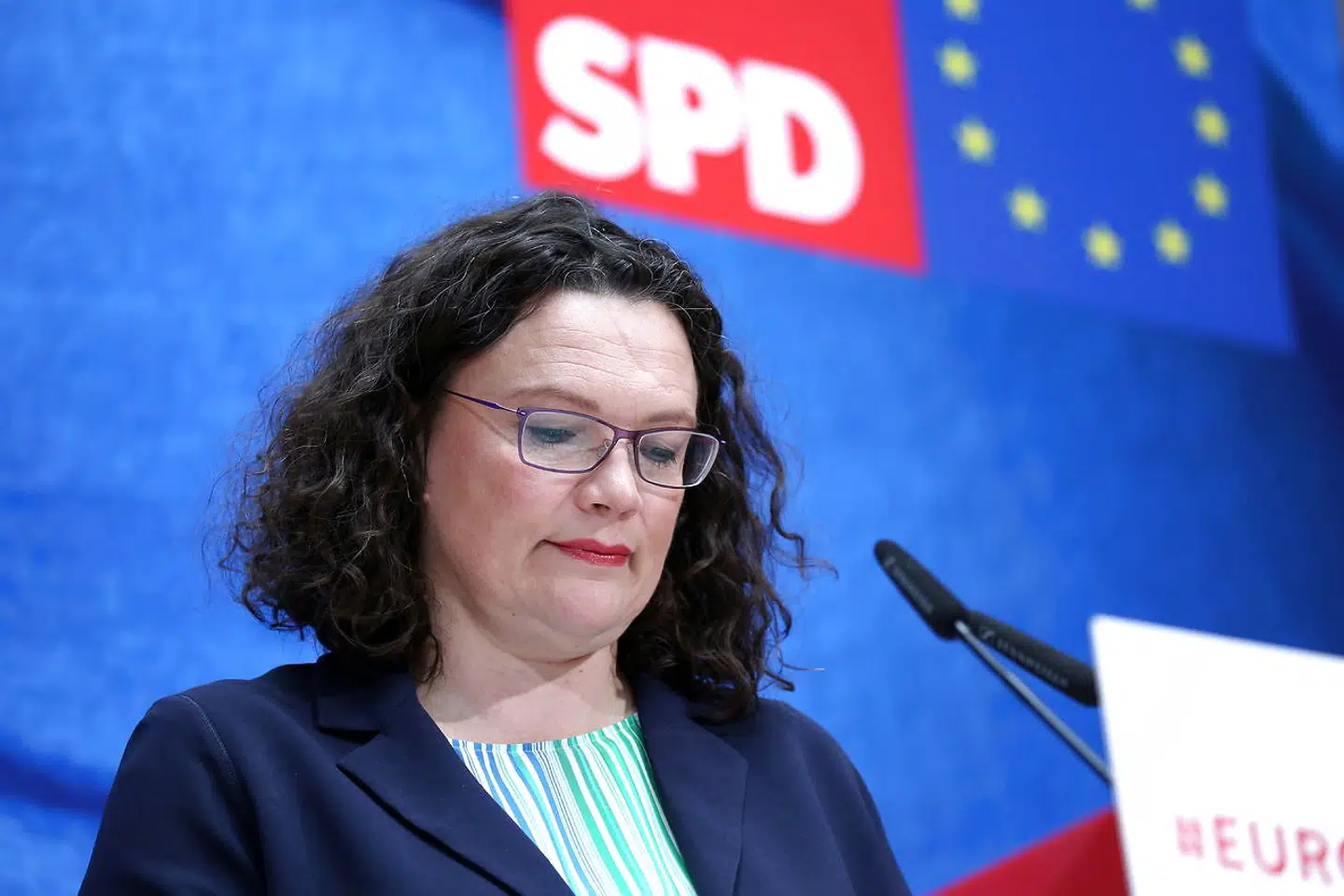 Andrea Nahles går af som leder for de tyske socialdemokrater, SPD.