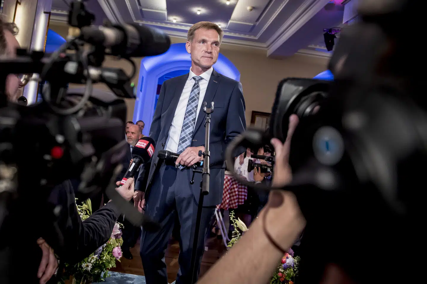 DF-formand Kristian Thulesen Dahl erkender, at valgkampen har været svær for partiet. Her taler han i forbindelse med EP-valget, hvor DF fik en vælgerlussing, og endnu en truer på onsdag. Mads Claus Rasmussen/Ritzau Scanpix