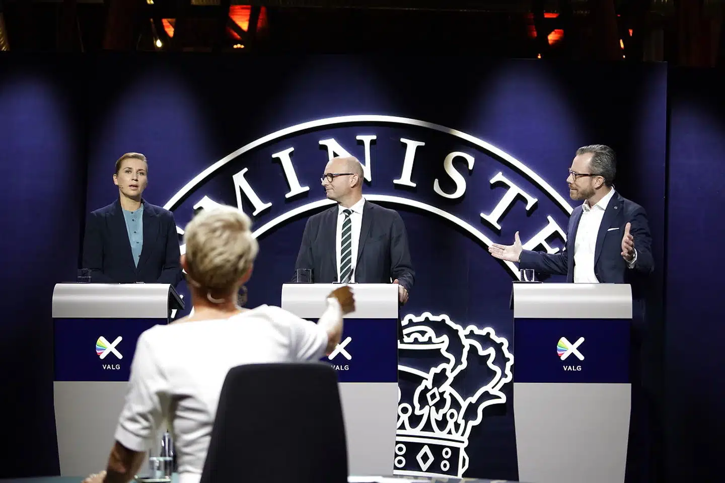 Statsministerkandidaterne, Socialdemokratiets Mette Frederiksen, Venstres Jakob Ellemann-Jensen og Det konservative Folkepartis Søren Pape Poulsen debatterede TV2-valgtræf i Storms Pakhus i Odense.