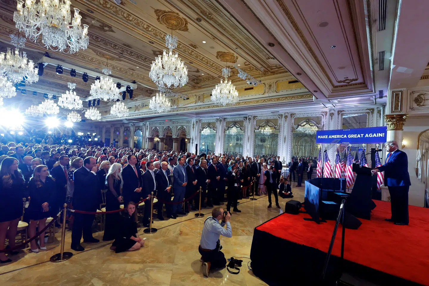 Der var stort medieopbud, da Donald Trump meddelte sit kandidatur til præsidentposten i 2024. Endnu er han dog langtfra udpeget som sit partis nominerede. Jonathan Ernst/Reuters