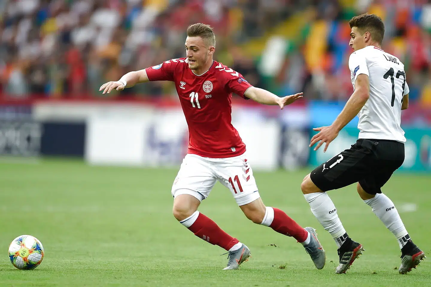 Jacob Bruun Larsen. U-21 EM kamp mellem Danmark-Østrig i Udine, torsdag den 20 juni 2019. (Foto: Liselotte Sabroe/Scanpix 2019)