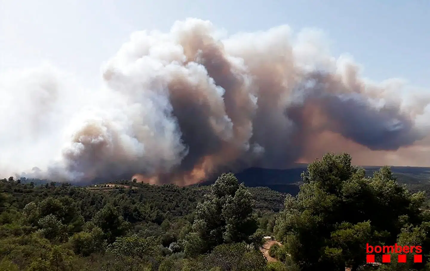 Naturbrand i den spanske region Catalonien. Billedet her er fra 26. juni.