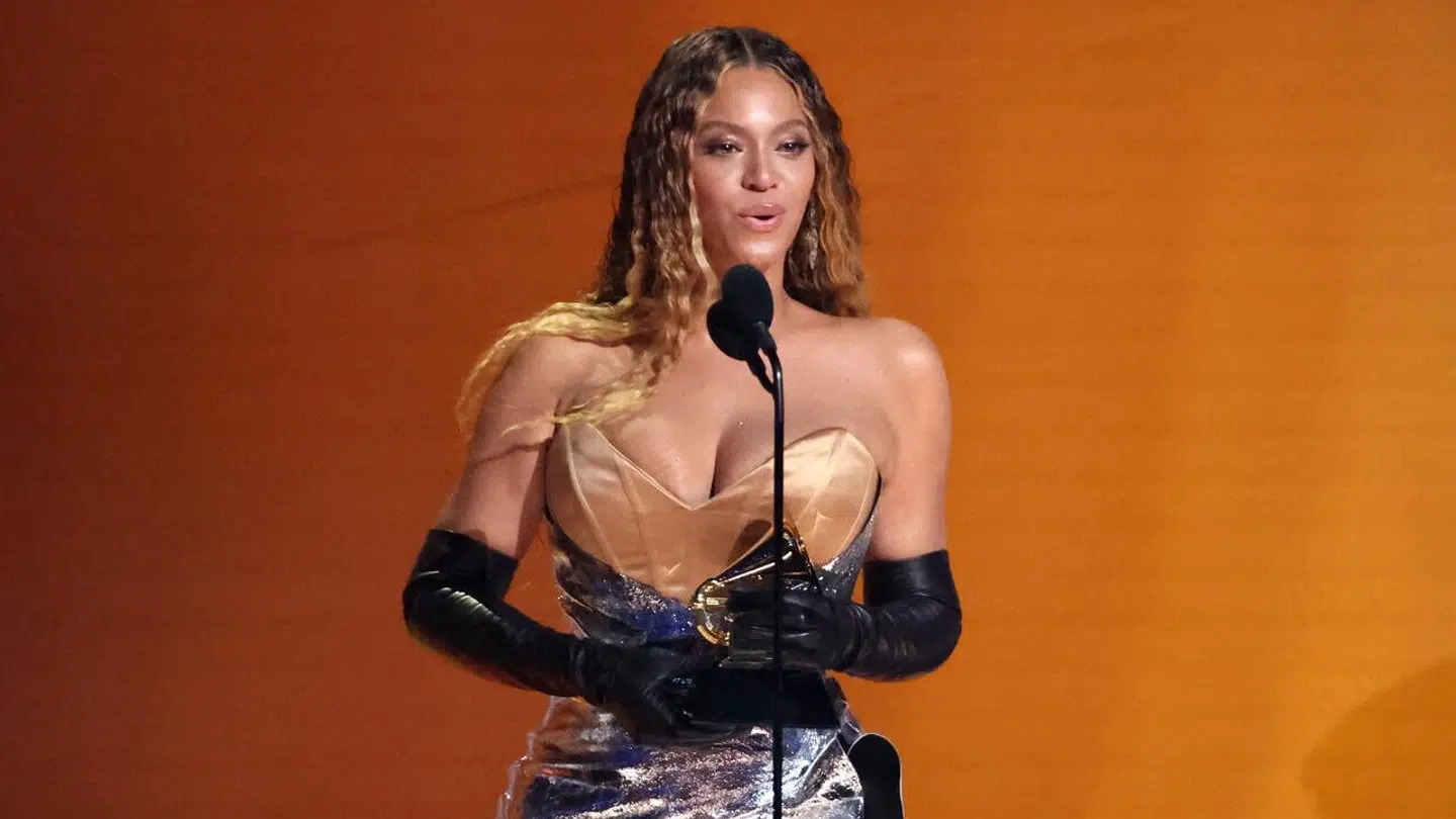 Beyoncé under en af sine takketaler til årets Grammy-uddeling.