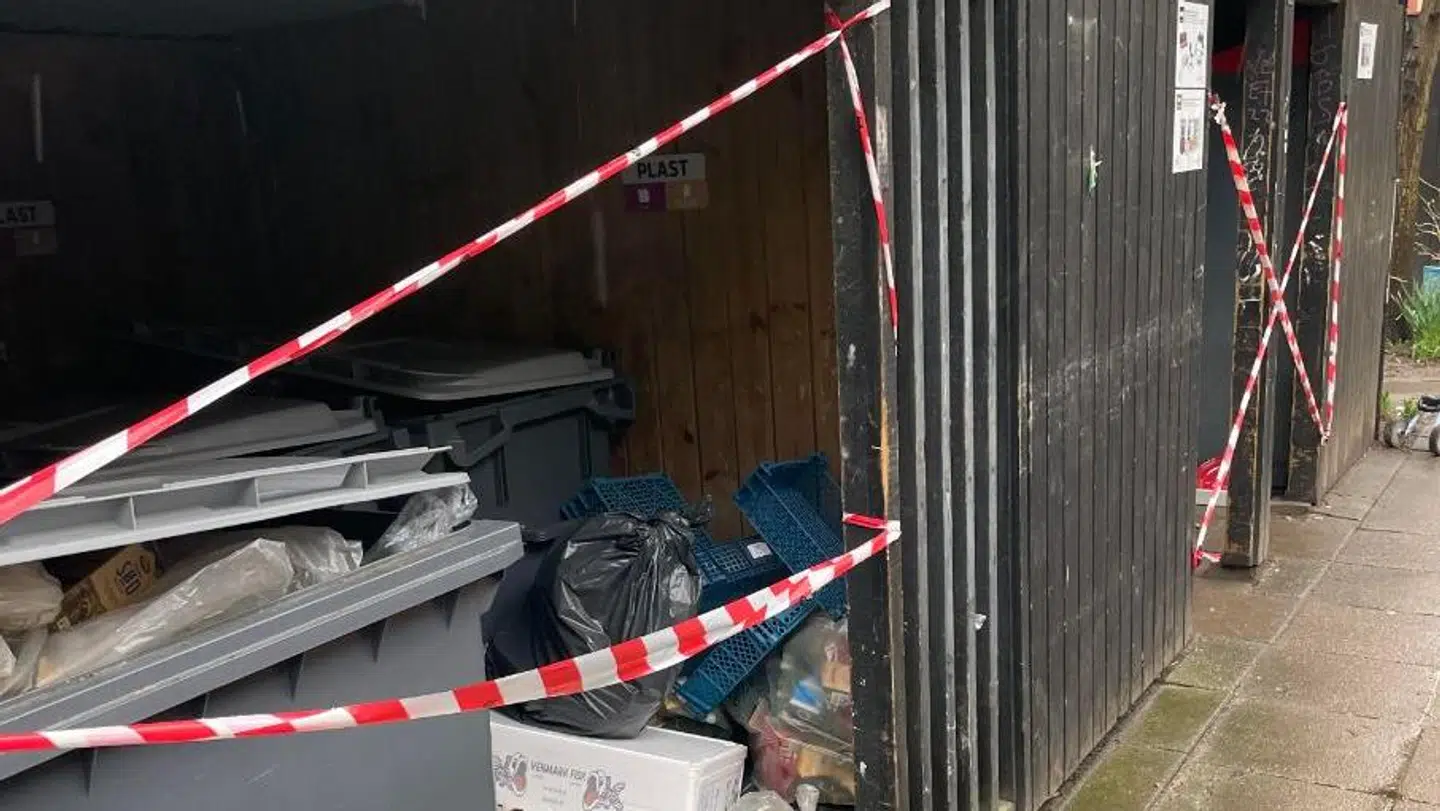 En skraldecontainer på Vesterbro er blevet lukket af, efter strejken blev annonceret.