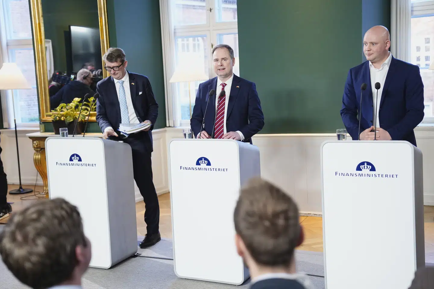 Pressemødet med finansminister Nicolai Wammen (S), fungerende forsvarsminister Troels Lund Poulsen (V) og kulturminister Jakob Engel-Schmidt (M) hvor SVM-regeringen præsenterer deres finanslovsforslag for 2023 samt Økonomisk Redegørelse i Finansministeriet torsdag den 23. marts 2023.