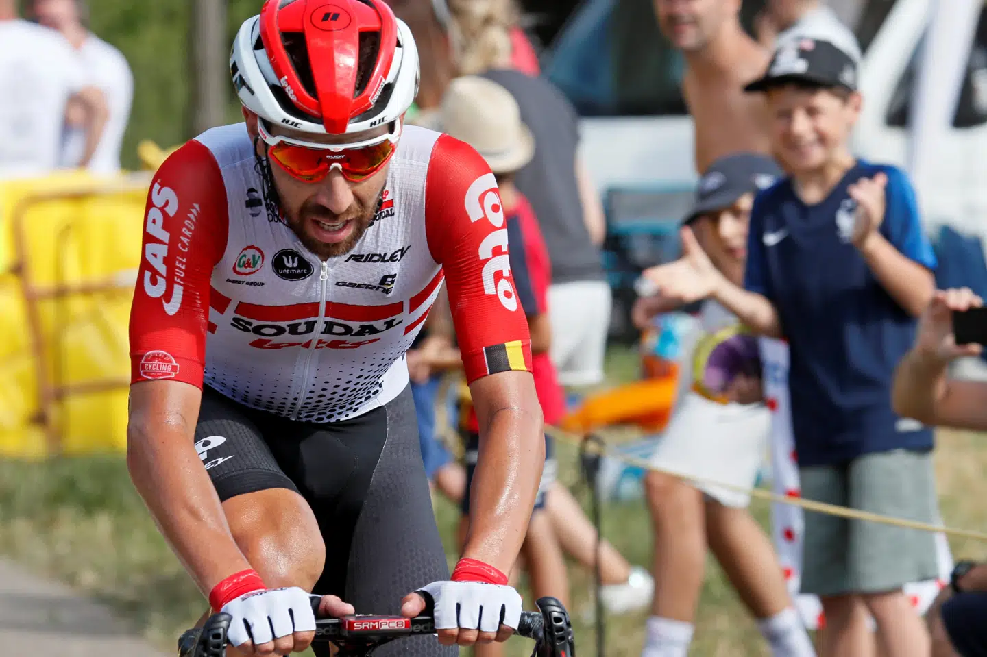 Lotto Soudal-rytteren Thomas De Gendt var første mand over alle lørdagens syv stigninger i Tour de France. Gonzalo Fuentes/Reuters