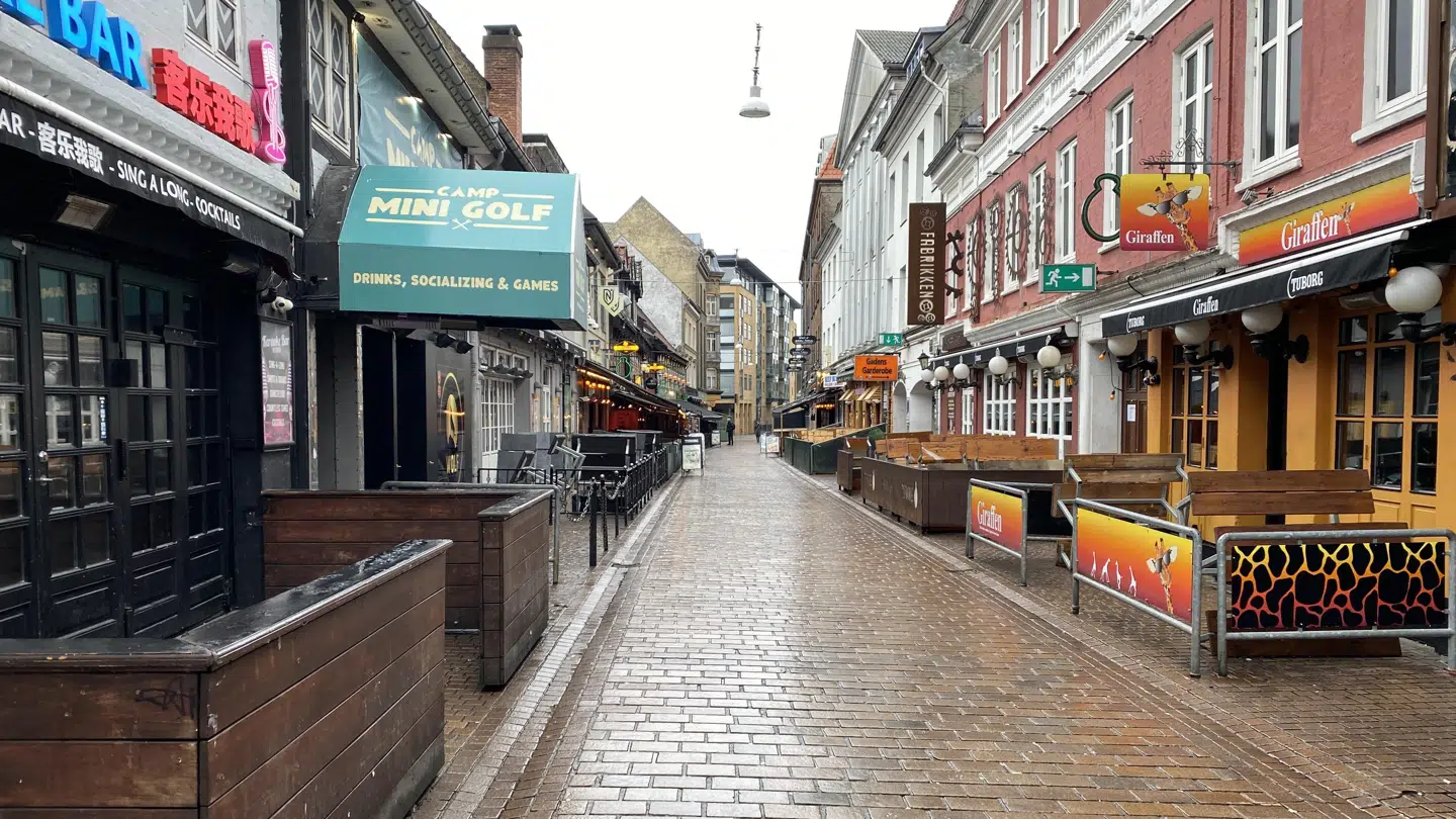 En tom Jomfru Ane Gade i Aalborg onsdag. Det var her, Mia Skadhauge Stevn sidst blev set i live.