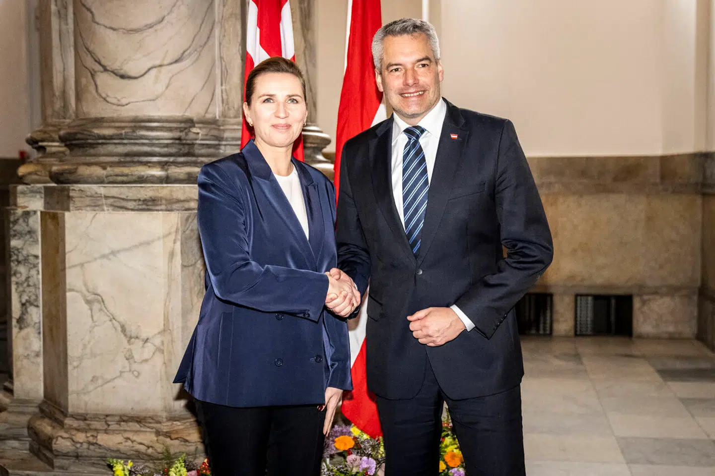 Statsminister Mette Frederiksen har haft besøg af Østrigs kansler Karl Nehammer. De har talt om migration og EUs ydre grænser.