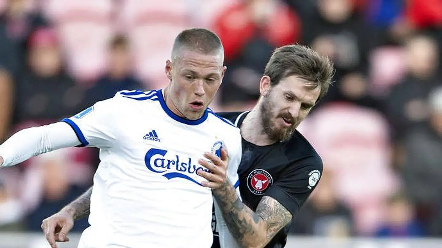 Kian Hansen i kamp for FC Midtjylland.