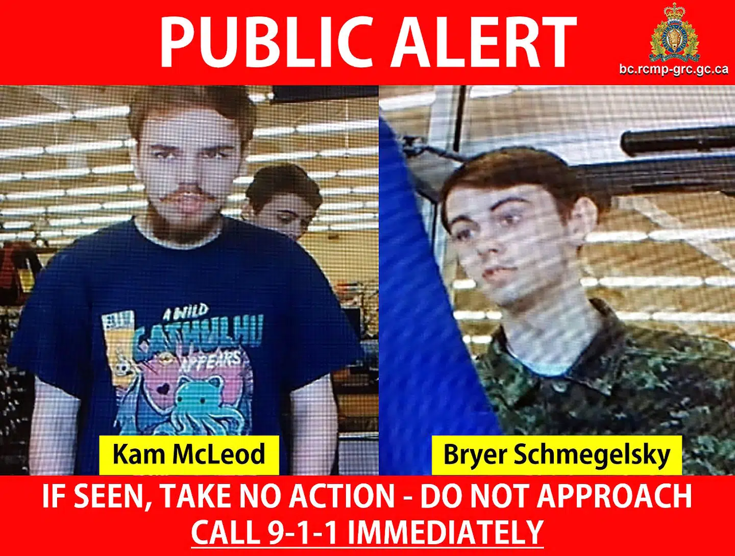 Kam McLeod og Bryer Schmegelsky er mistænkt for at stå bag tre mord i Canada.