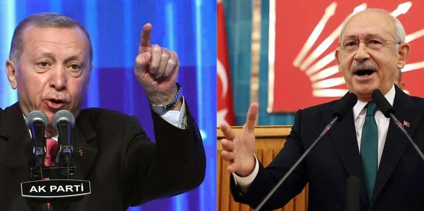 Erdogan, til venstre, har været præsident og premierminister i 20 år. Kilicdaroglu, til højre, er økonom og har været oppositionsleder siden 2010.