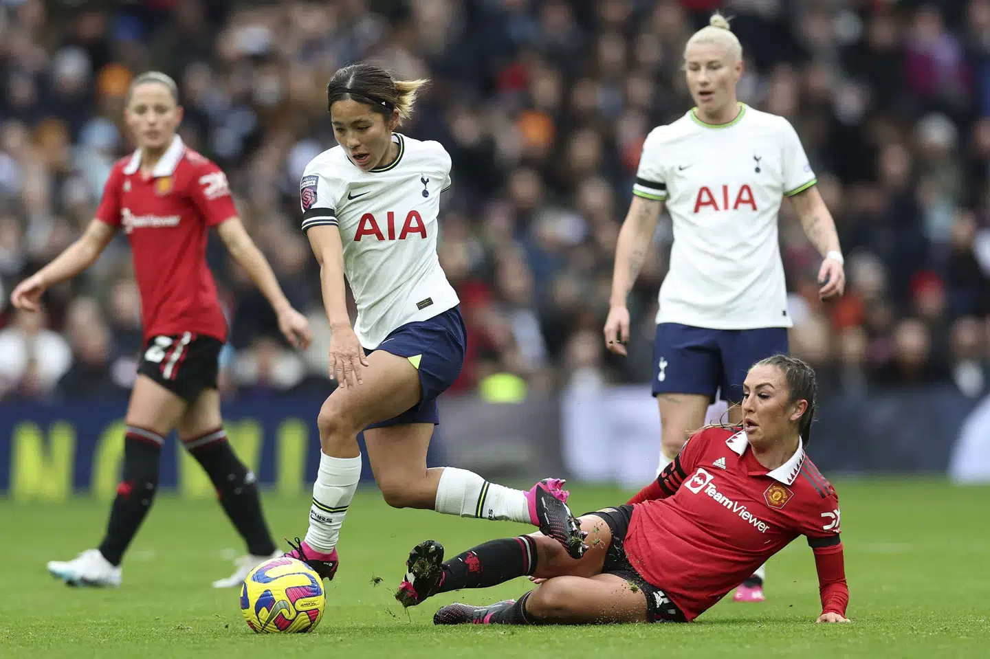 Knap 22.000 tilskuere var på plads, da Tottenhams kvindehold i februar tabte 1-2 til Manchester United på Tottenham Hotspur Stadium. David Klein/Ritzau Scanpix