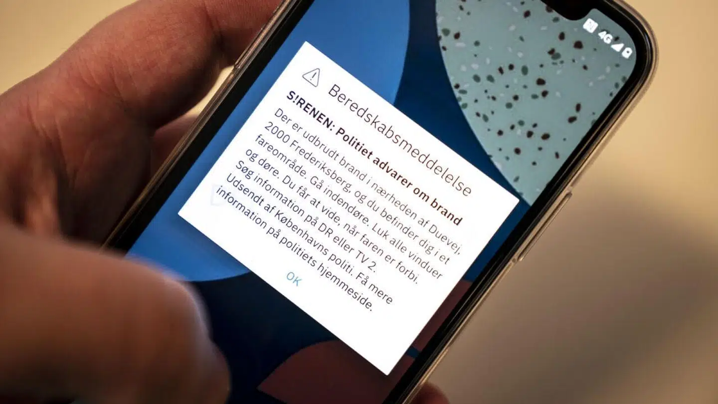 Her ses et eksempel på 'S!RENEN' på en smartphone.