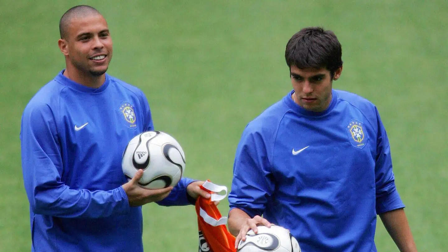 Ronaldo og Kaka i deres storhedstid på det brasilianske landshold.