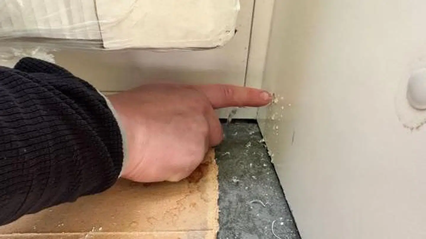 Væggene er beskadiget af vand. Foto: Region Nordjylland.