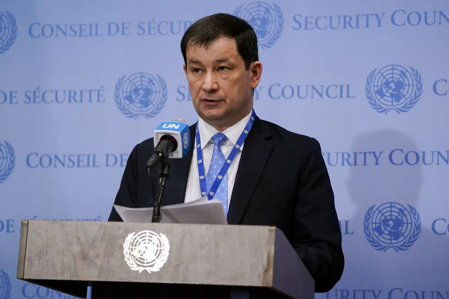 Dmitrij Poljanskij, der er leder af Ruslands FN-mission, skriver tirsdag morgen ifølge det russiske nyhedsbureau Tass, at korrespondancen mellem Danmark og Rusland vedrørende efterforskningen af sabotagen mellem Nord Stream 1 og 2 er blevet delt med FN's Sikkerhedsråd. (Arkivfoto). John Minchillo/Ritzau Scanpix