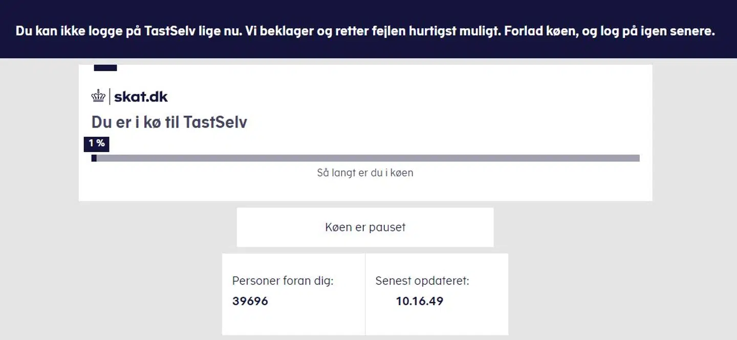 Sådan ser det klokken 10:15 ud på Skattestyrelsens hjemmeside.