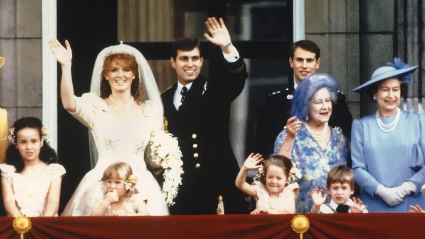 Sarah Ferguson og prins Andrew ved deres bryllup i 1986.