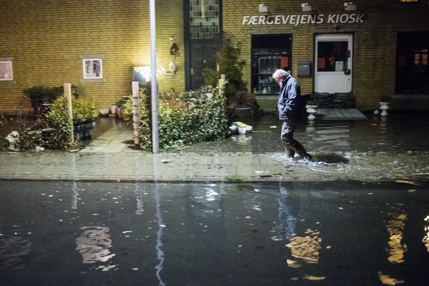 Klimaatlasset viser, at en by som Faaborg kan forvente stormfloder, som den, byen var ramt af i 2017, 15 gange oftere ved udgangen af århundredet. (Arkivfoto). ólafur Steinar Gestsson/Ritzau Scanpix