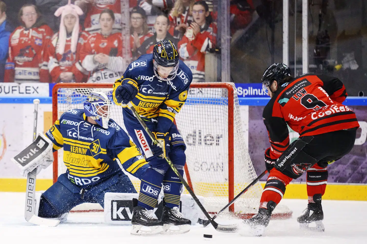 Herning vandt mandag topkampen mod Aalborg. Billedet er fra mødet mellem klubberne tidligere i februar. (Arkivfoto). Bo Amstrup/Ritzau Scanpix