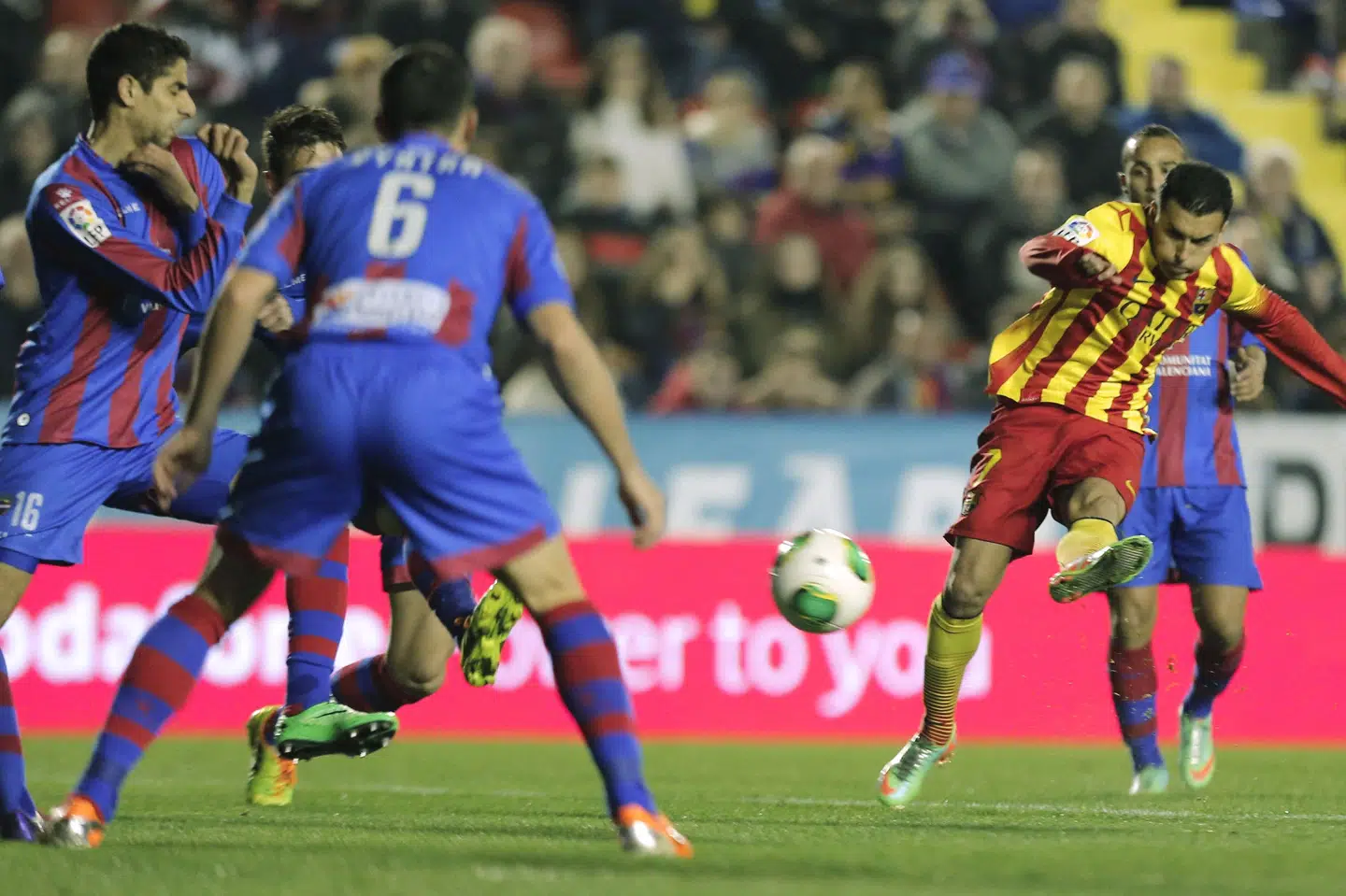 Levante - her mod Barcelona - slog i 2021 Huracan Melilla med 8-0 i en pokalkamp, der nu har ført til anholdelser. (Arkivfoto). Jose Jordan/Ritzau Scanpix