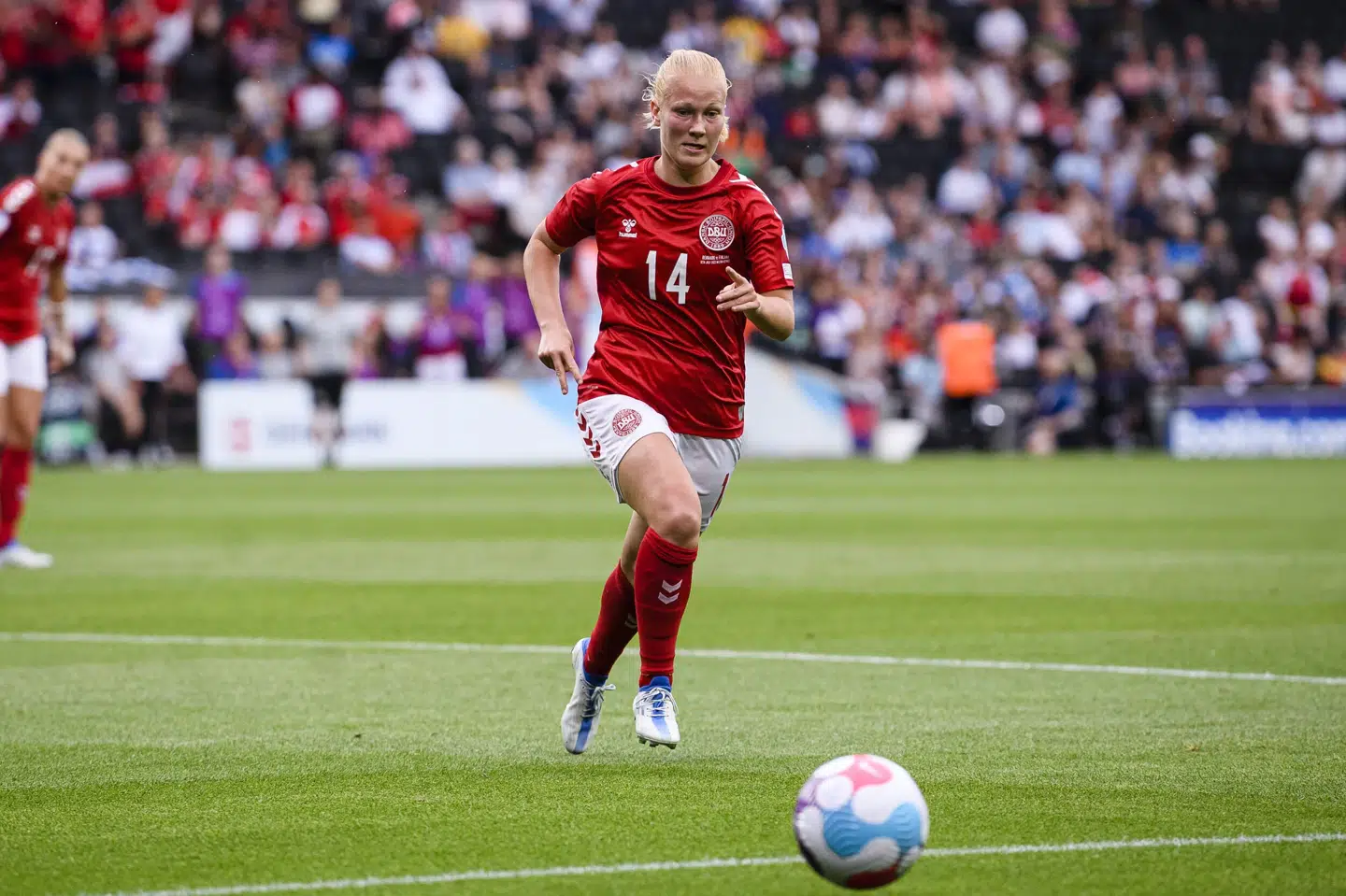Sofie Bredgaard bragte tidligt Danmark foran i opgøret mod upåagtede Uruguay, men det endte med at blive en svær aften for Danmark. (Arkivfoto). Marcio Machado/Ritzau Scanpix