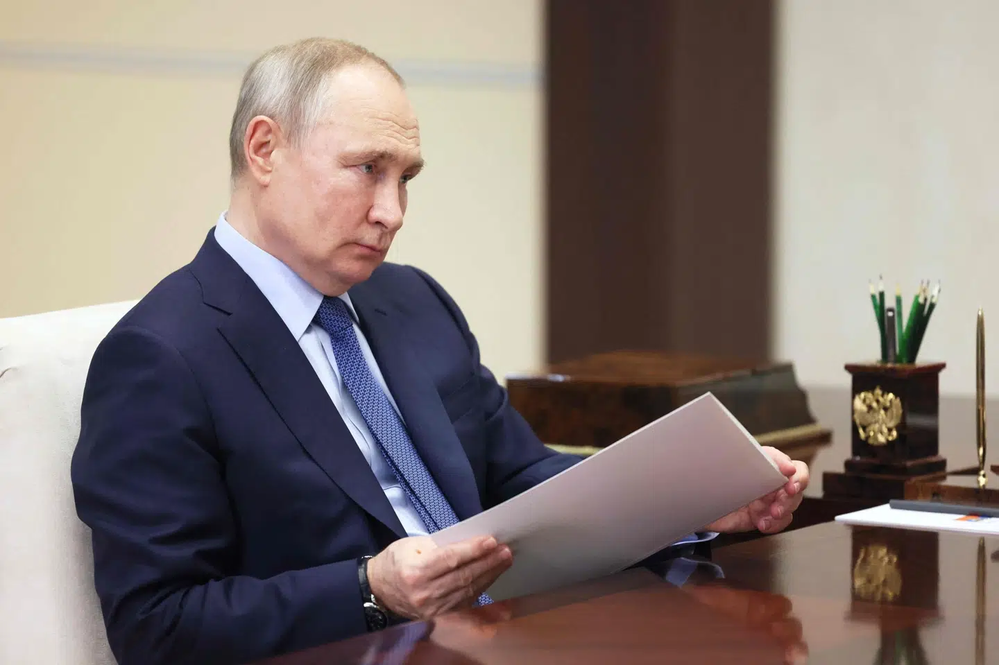 Ruslands præsident, Vladimir Putin, skulle ifølge en rapport fra Yale University have modtaget personlige briefinger om, hvordan arbejdet med at sende ukrainske børn på genopdragelseslejre forløb. (Arkivfoto). Mikhail Metzel/Ritzau Scanpix