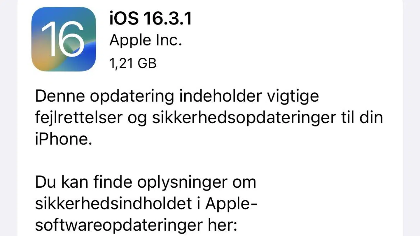 Denne opdatering skulle gerne dukke op, hvis du går ind under 'Softwareopdateringer'.