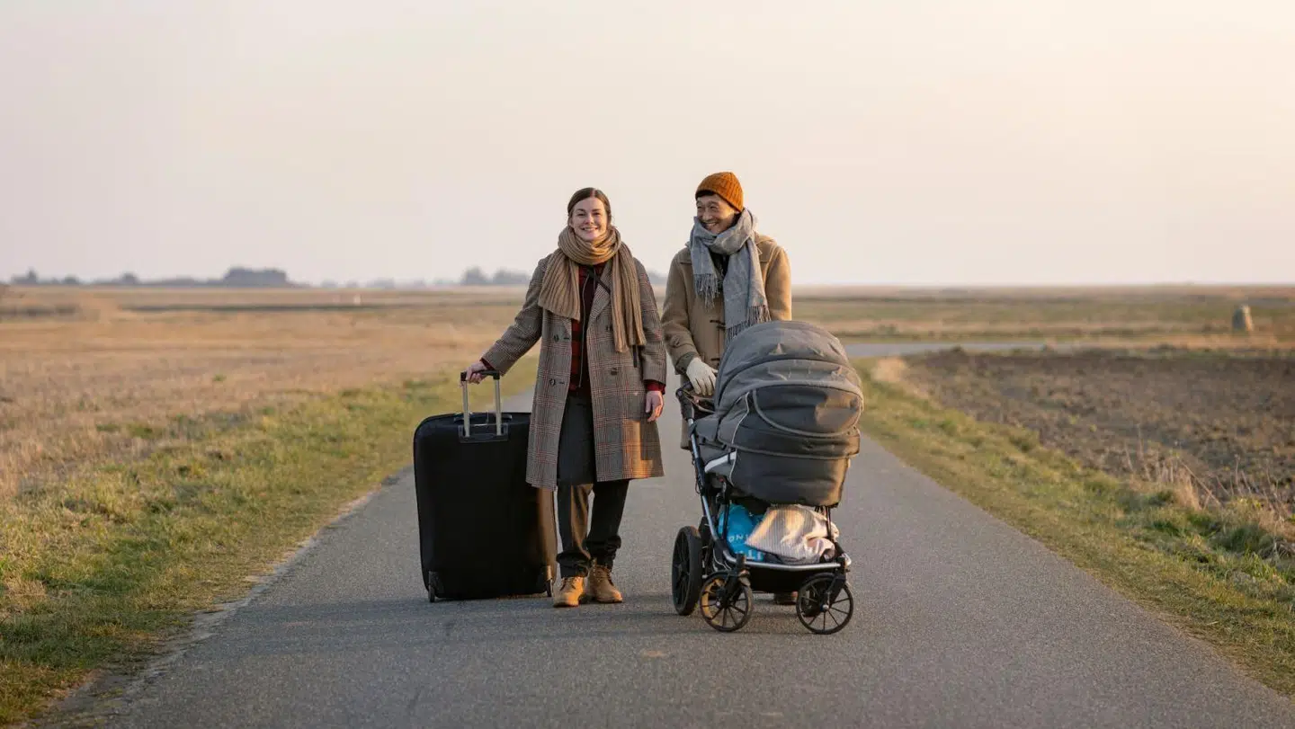 Sofie Torp og Thomas Hwan som Marie og Rasmus, der er landet i Vestjylland. Foto: PR